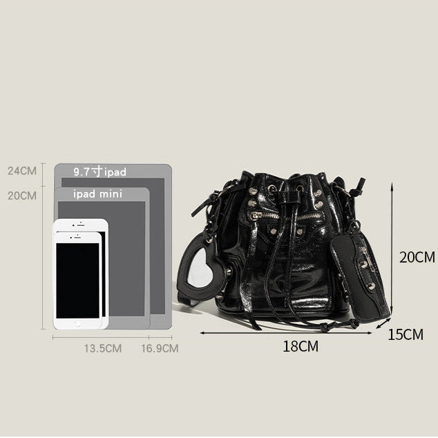 Punk Drawstring Bucket Bag