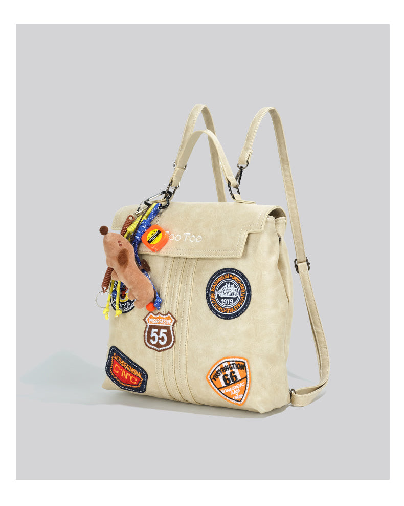 British Style Patchwork Backpack