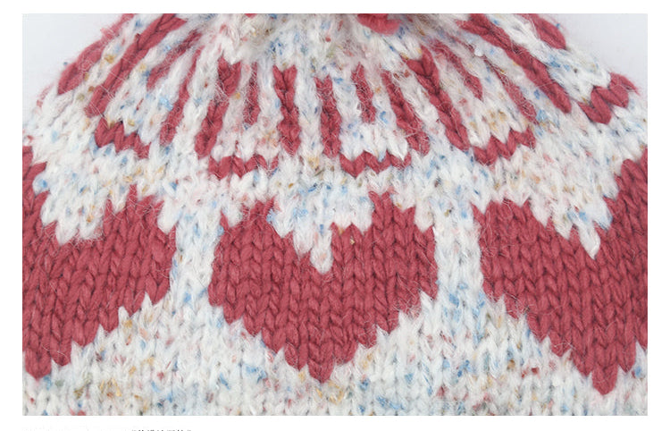 Pom Pom Heart Beanie
