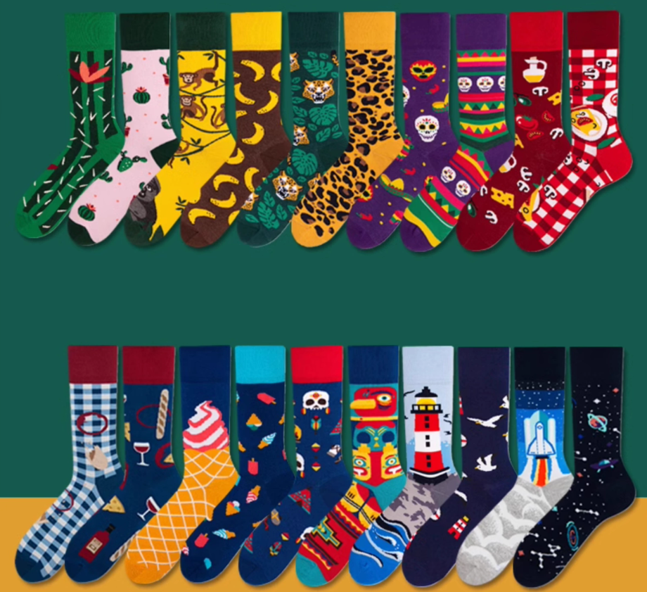 Mismatched Novelty Crew Socks