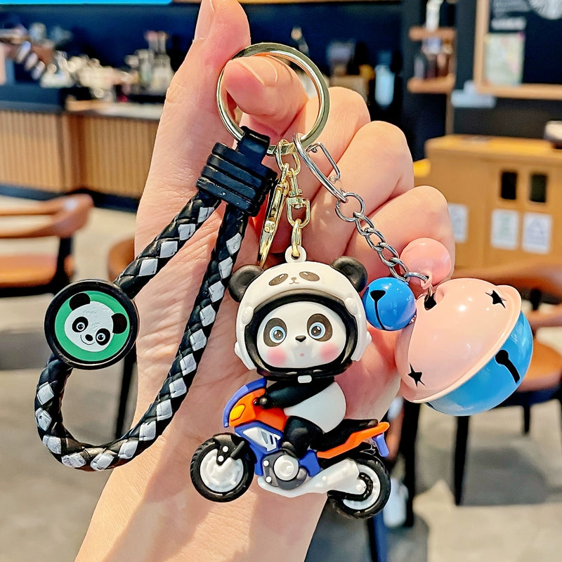 Panda on Scooter Keychain