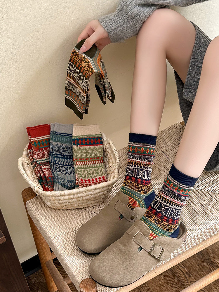 Fair Isle Knit Socks