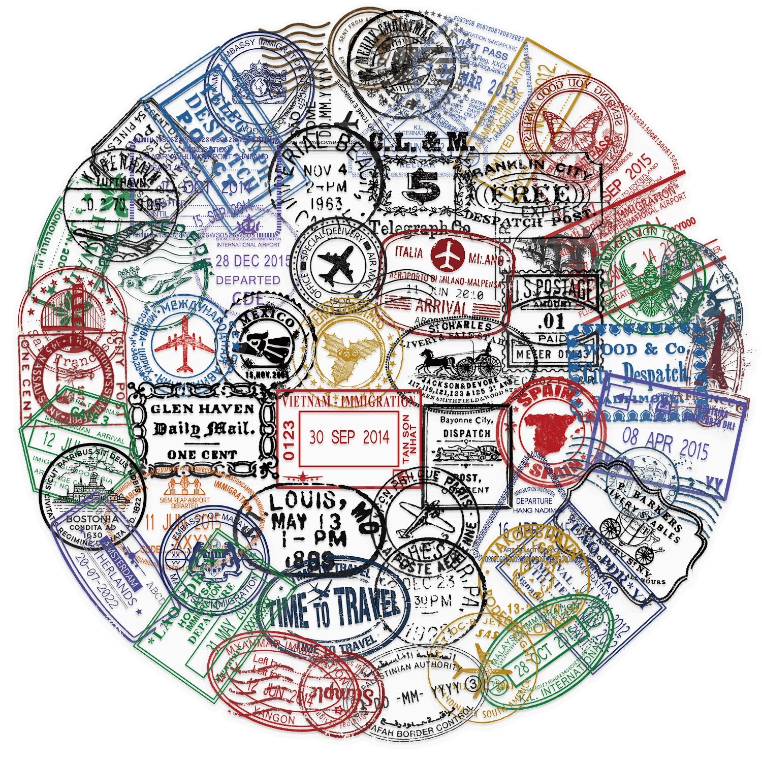 Vintage Postmark Sticker Pack