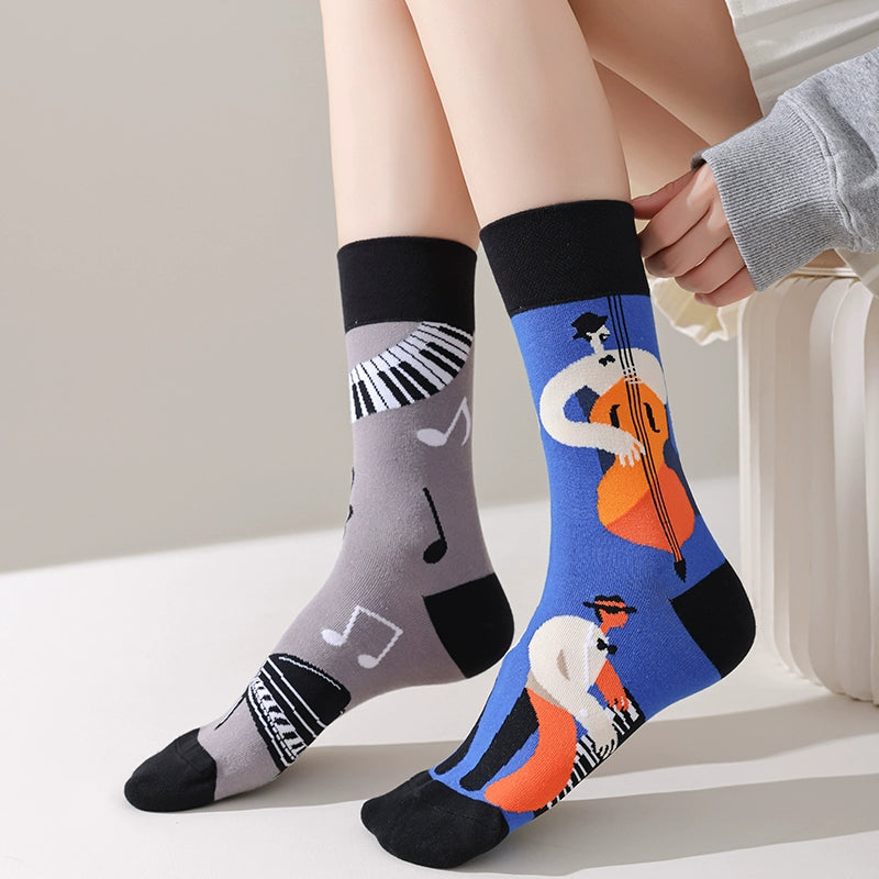 Mismatched Trendy Design Crew Socks