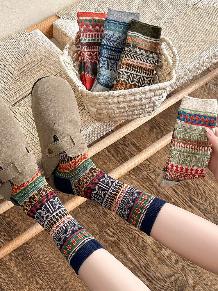 Fair Isle Knit Socks