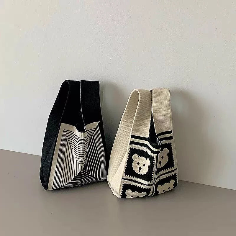 Retro Knit Fabric Mini Tote Bag