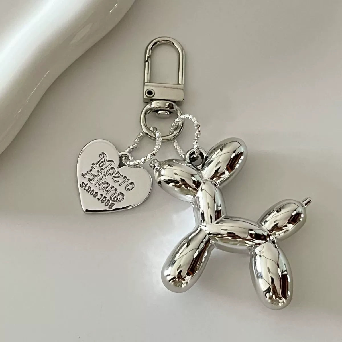 Mirrored Balloon Dog Keychain