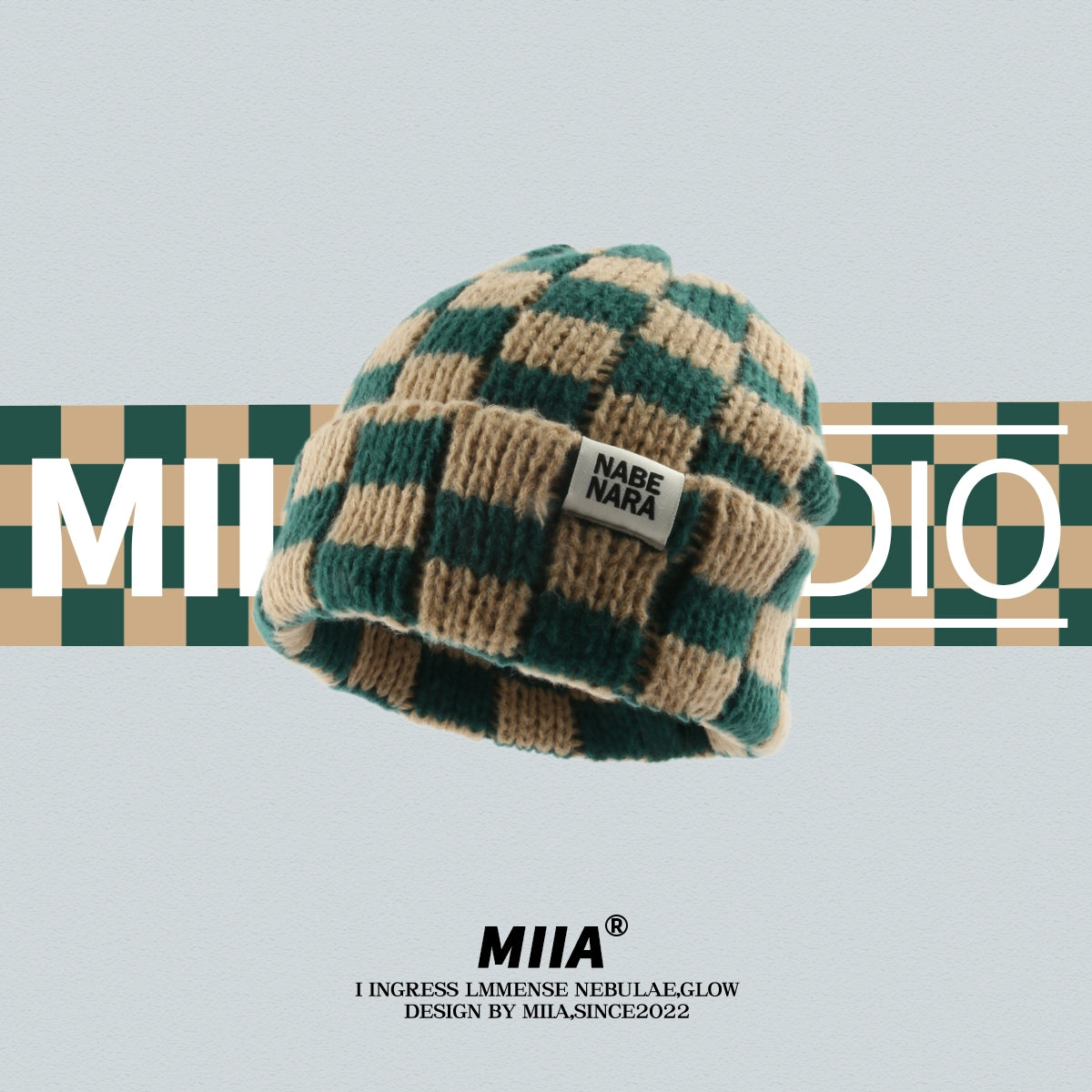 Color Block Checkerboard Beanie