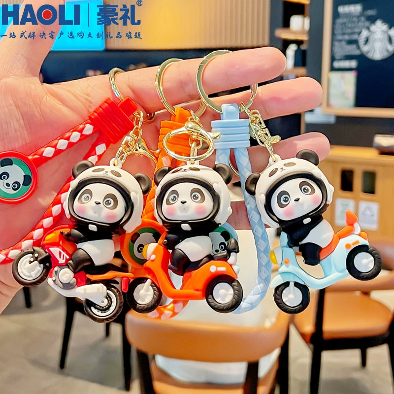 Panda on Scooter Keychain