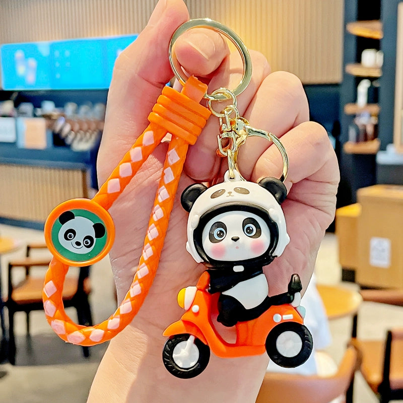 Panda on Scooter Keychain
