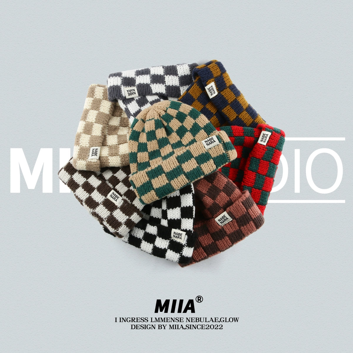 Color Block Checkerboard Beanie