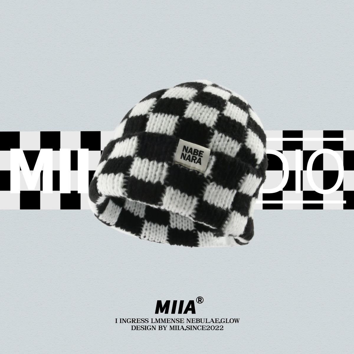 Color Block Checkerboard Beanie