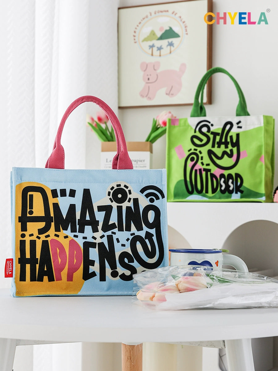 Vibrant Letter Print Tote Bag