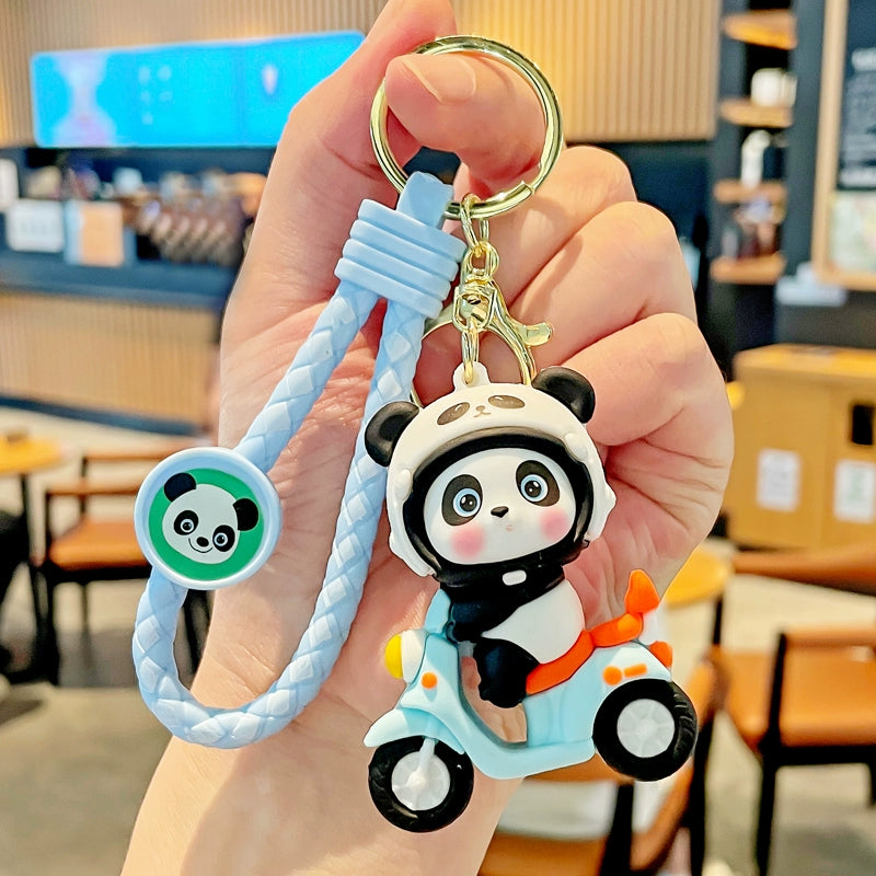 Panda on Scooter Keychain