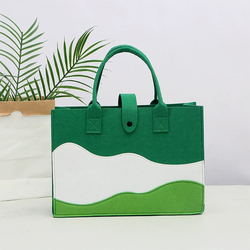 Color Block Wave Felt Tote Bag