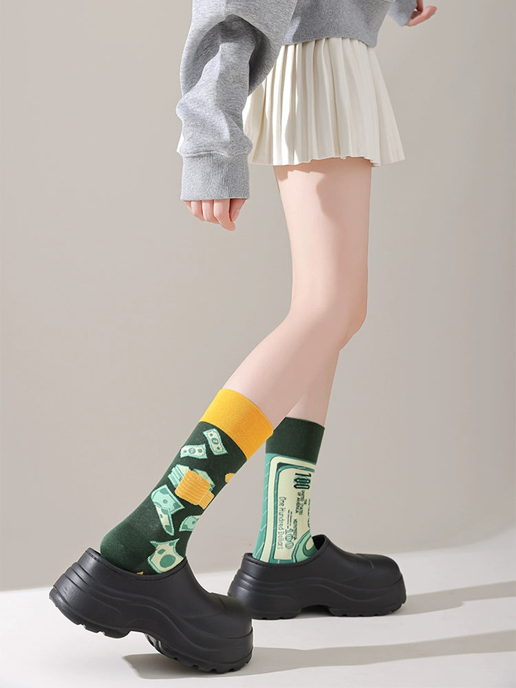 Mismatched Trendy Design Crew Socks