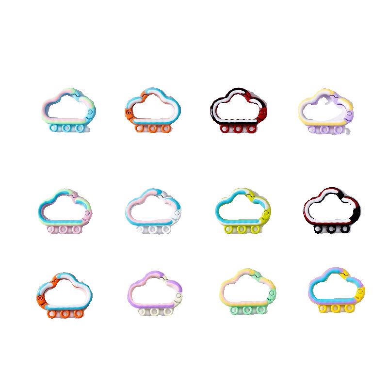Hand-painted Cartoon Cloud Alloy Spring-loaded Keychain