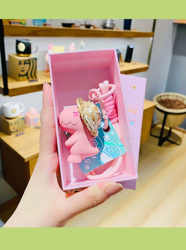 Dino in Straw Hat Keychain