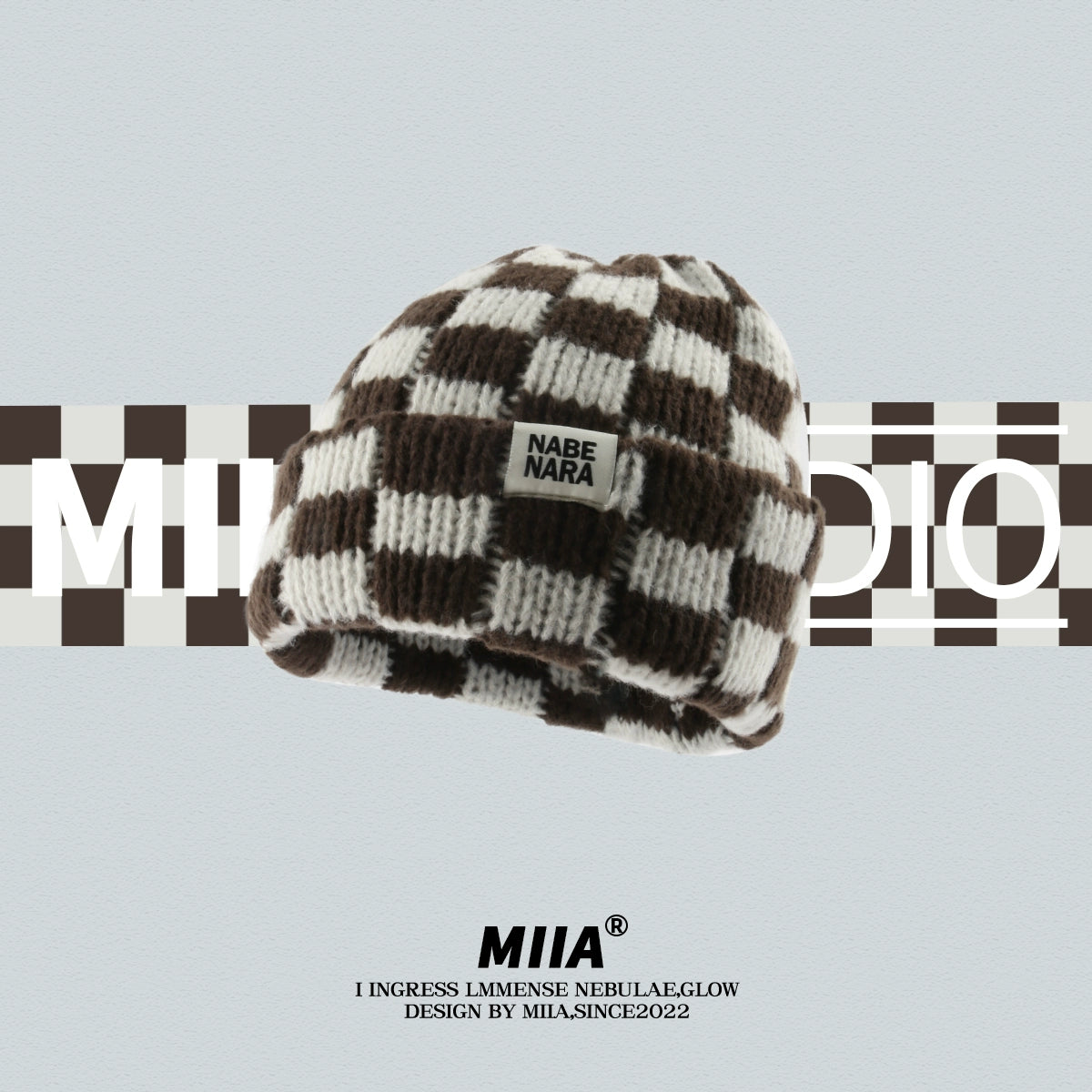 Color Block Checkerboard Beanie
