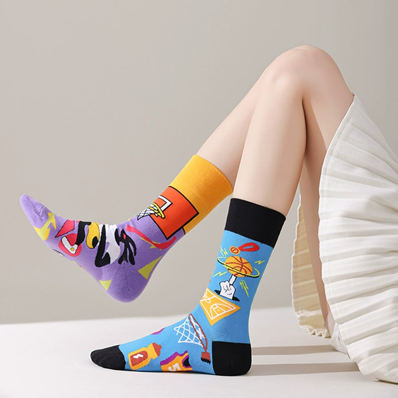 Mismatched Trendy Design Crew Socks