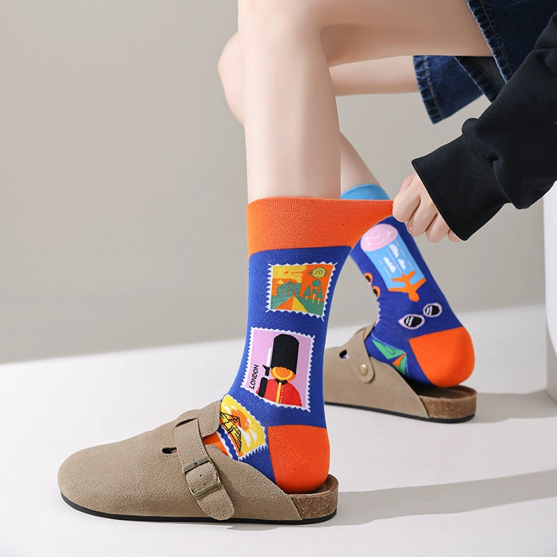 Mismatched Trendy Design Crew Socks