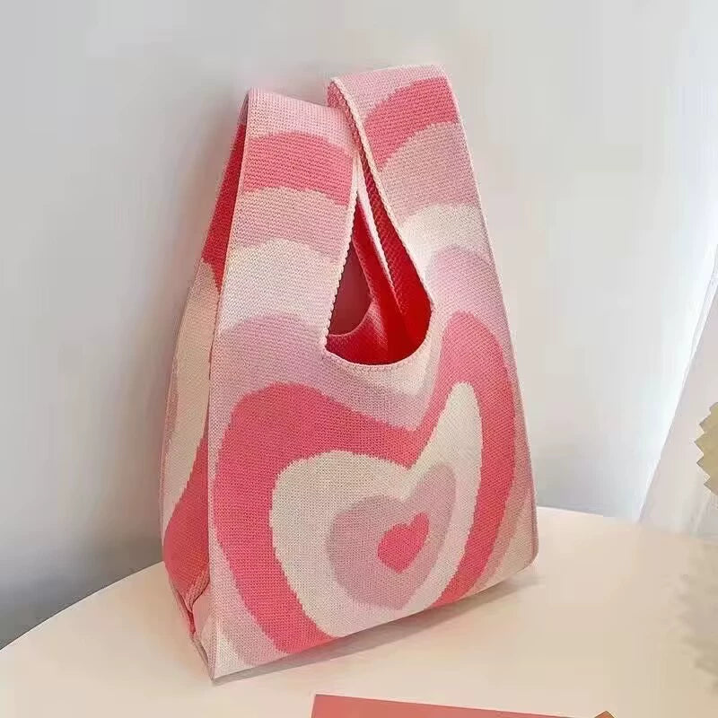 Retro Knit Fabric Mini Tote Bag