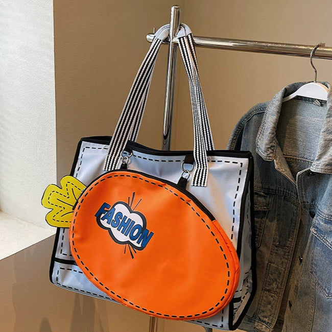 Oversized  Tote Bag with Carrot Paddle Case