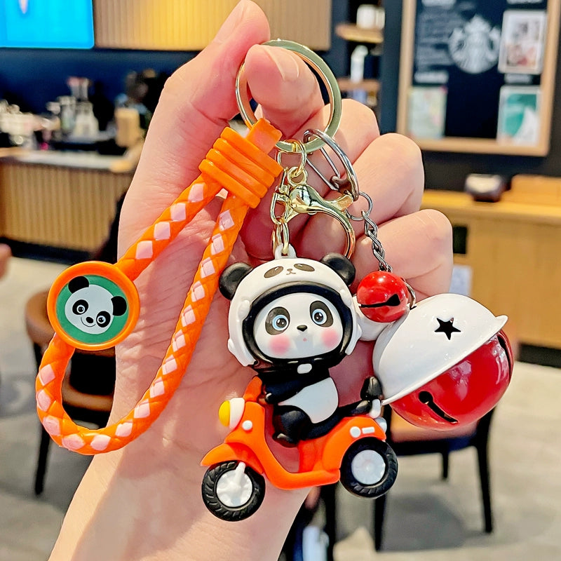 Panda on Scooter Keychain