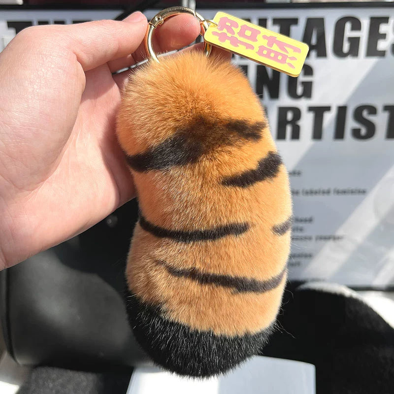 Rabbit Fur Tiger Keychain