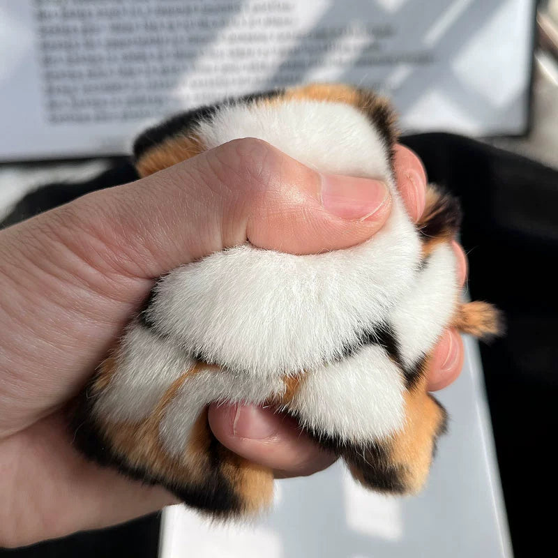 Rabbit Fur Tiger Keychain