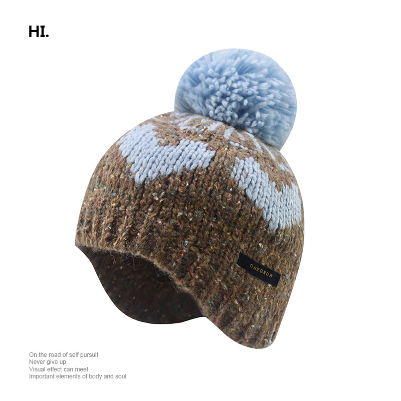 Pom Pom Heart Beanie