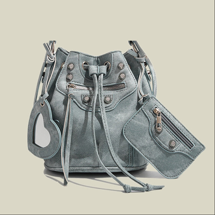 Punk Drawstring Bucket Bag