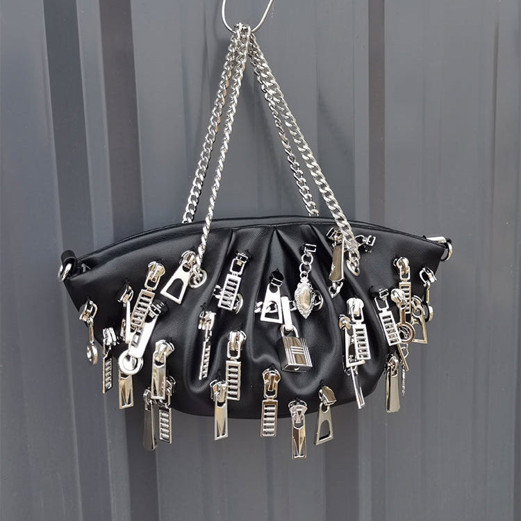 Cyberpunk Zipper Hobo Bag