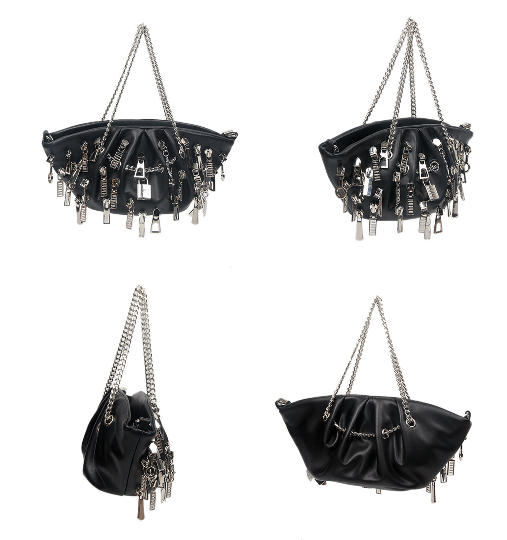 Cyberpunk Zipper Hobo Bag