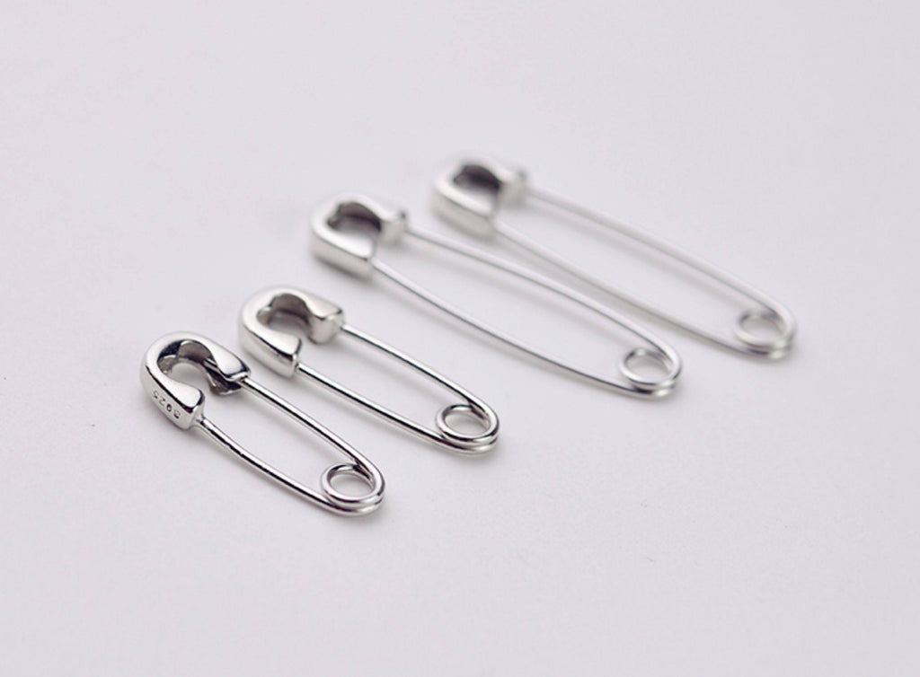 Hip-Hop Style Silver Plated Safety Pin Earrings