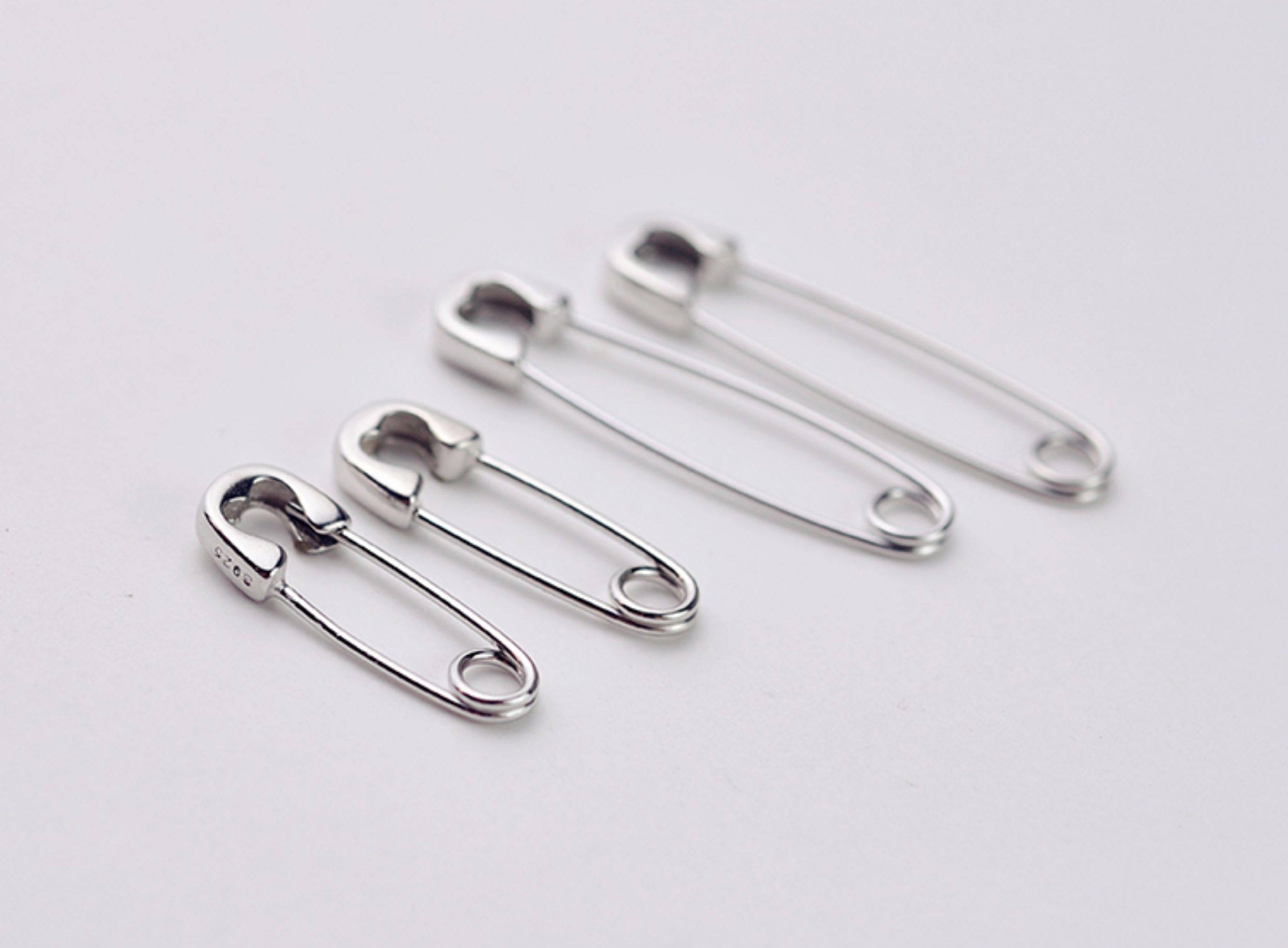 Hip-Hop Style Silver Plated Safety Pin Earrings