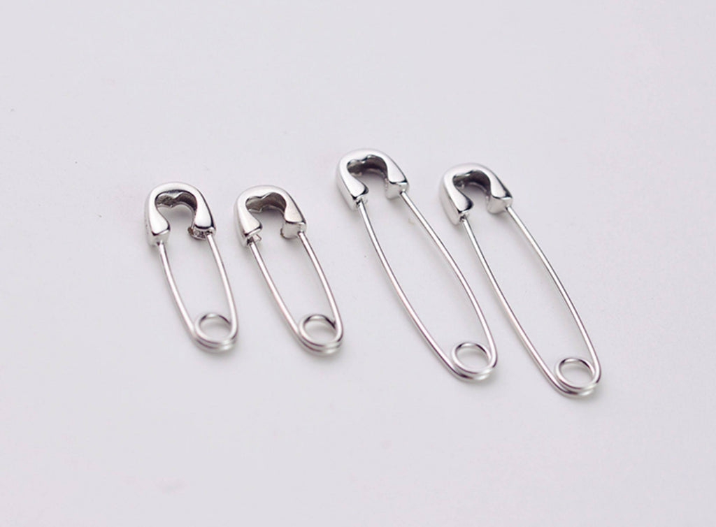 Hip-Hop Style Silver Plated Safety Pin Earrings