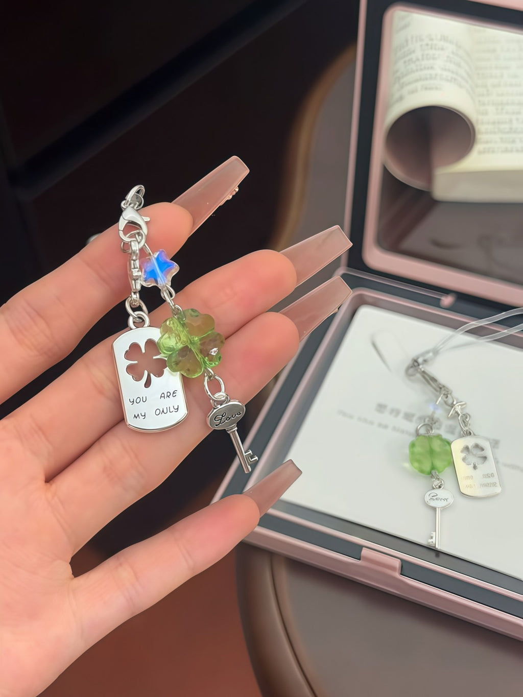 Lucky Four-Leaf Clover Phone Charm