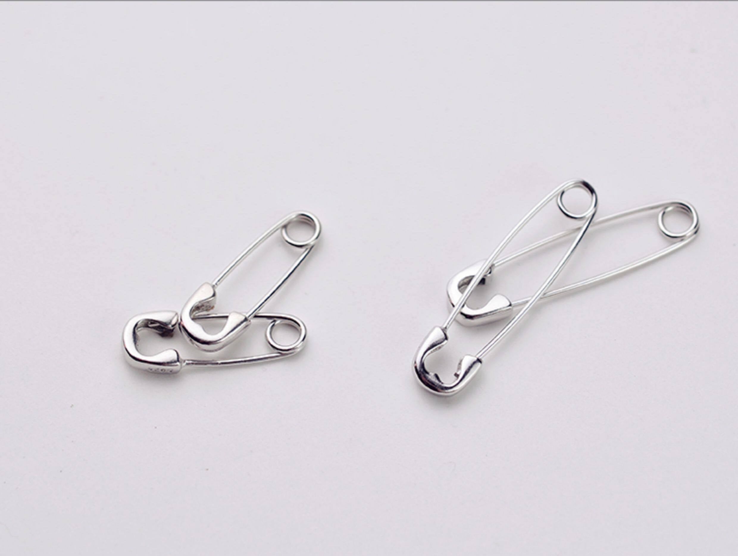 Hip-Hop Style Silver Plated Safety Pin Earrings