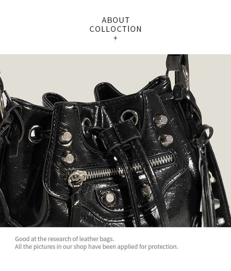 Punk Drawstring Bucket Bag