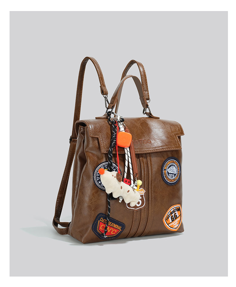 British Style Patchwork Backpack