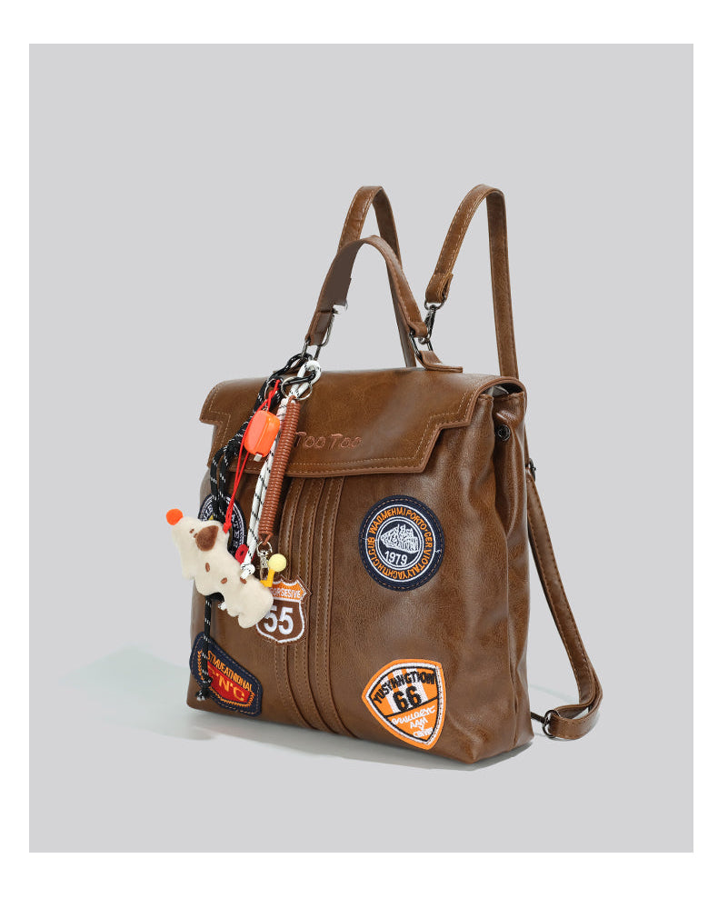 British Style Patchwork Backpack