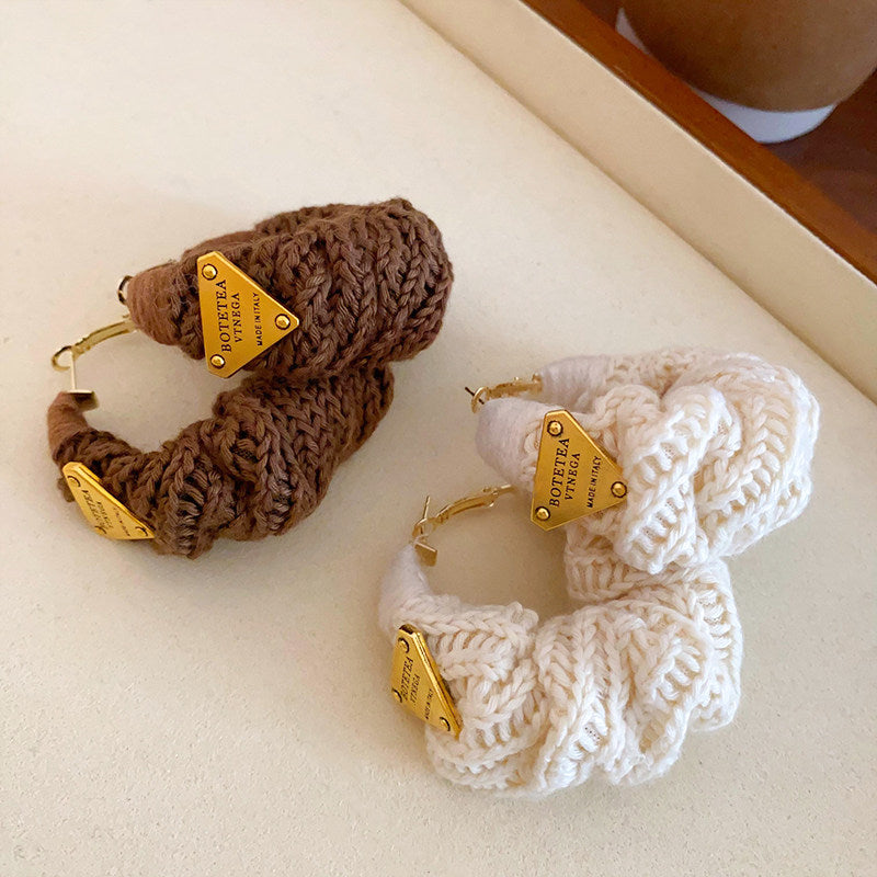 Hand-Knit Wool Statement Earrings