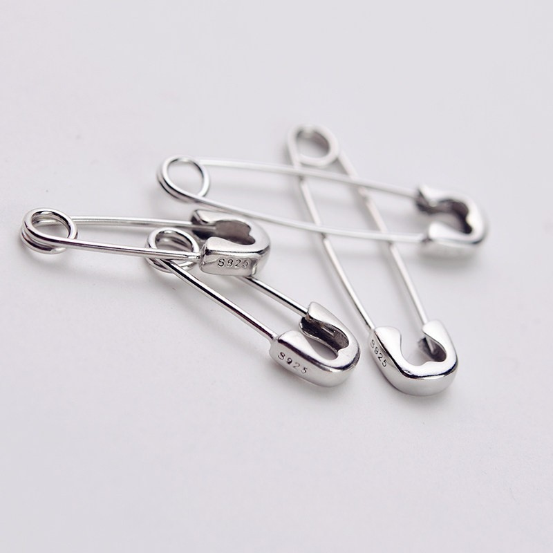 Hip-Hop Style Silver Plated Safety Pin Earrings