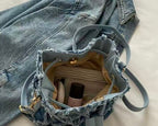 Denim Bucket Tote Cross Body Bag