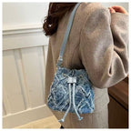 Denim Bucket Tote Cross Body Bag