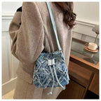 Denim Bucket Tote Cross Body Bag