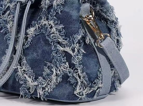Denim Bucket Tote Cross Body Bag