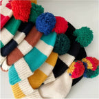 Striped Pom Pom Beanie