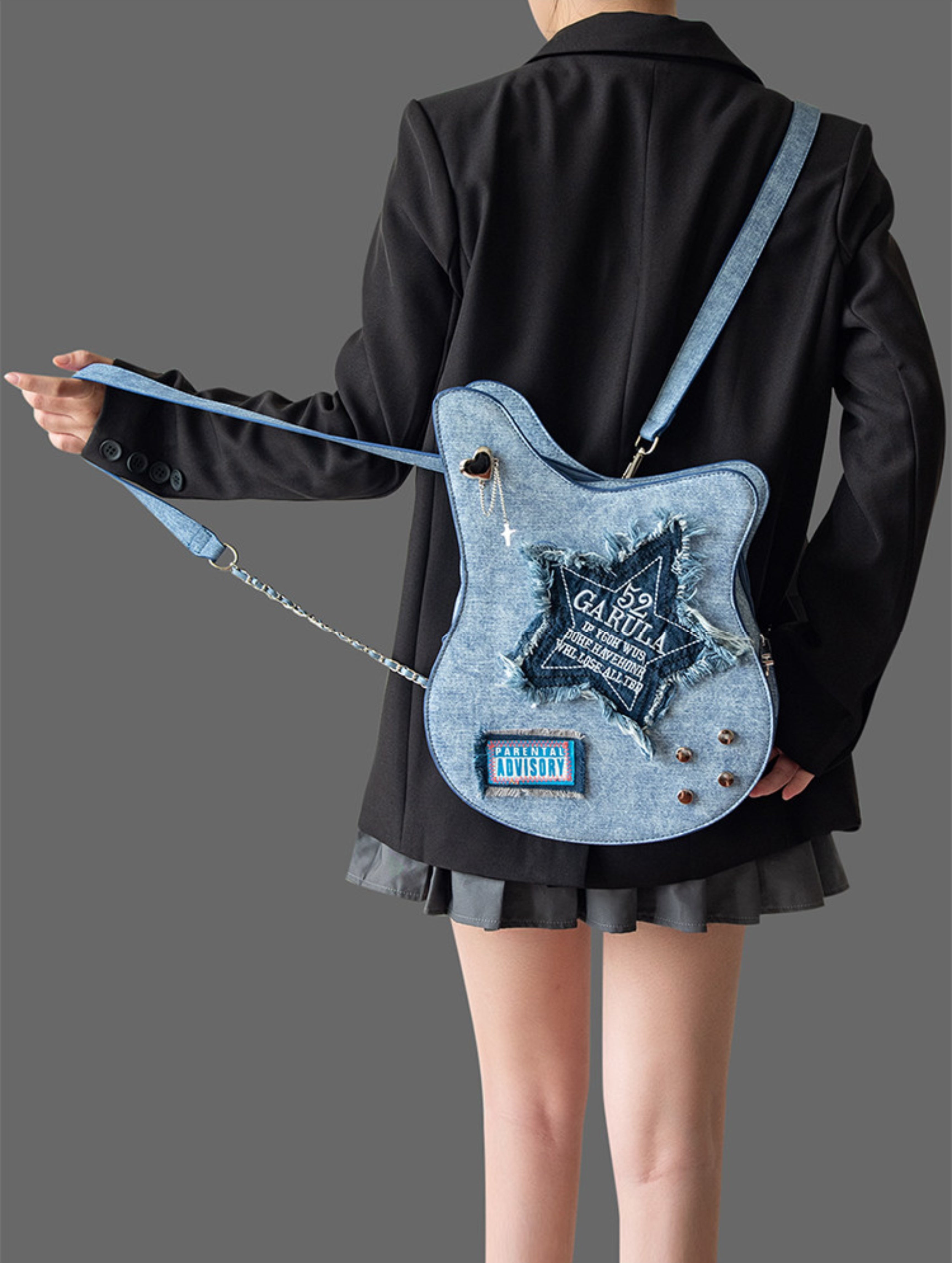 Guitar Shaped Denim Backpack